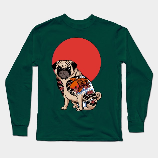 Yakuza Pug Long Sleeve T-Shirt by huebucket